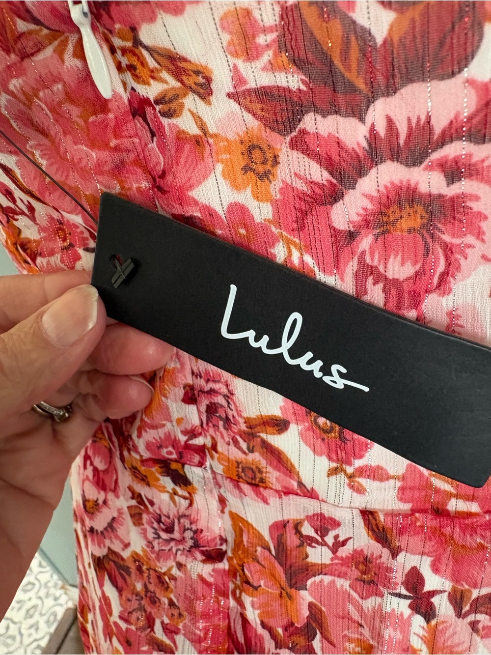 Lulus Always Enchanting  Pink Floral metallic dress - Picture 8 of 15